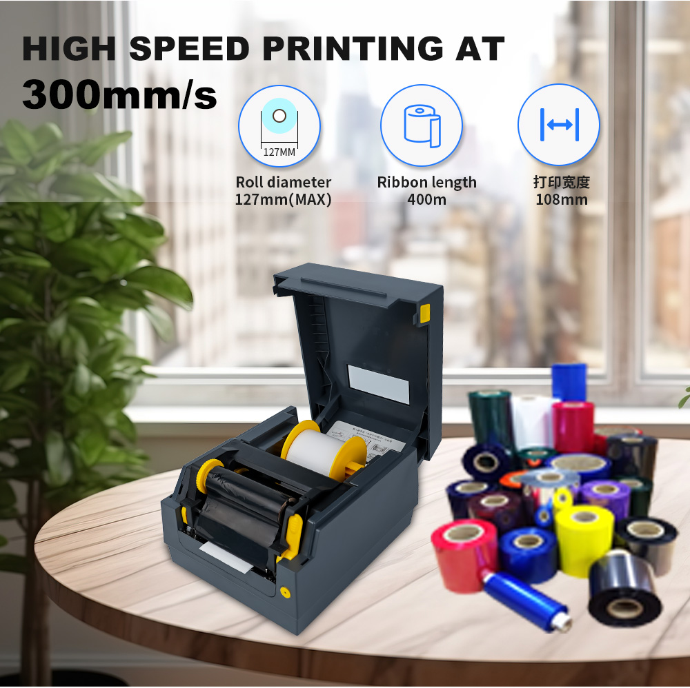 110mm熱転写ラベルプリンター、金属製4x6バーコードステ - Barcode Printer のレビューと価格